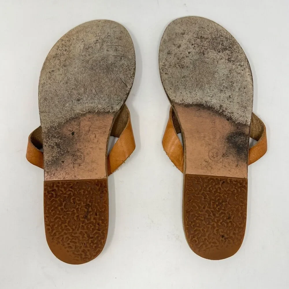 Ancient Greek Leather Thong Sandals Womens 38 US 7.5